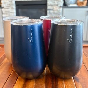 Rabbit Wine Tumbler Stainless Steel 12oz Set of 4